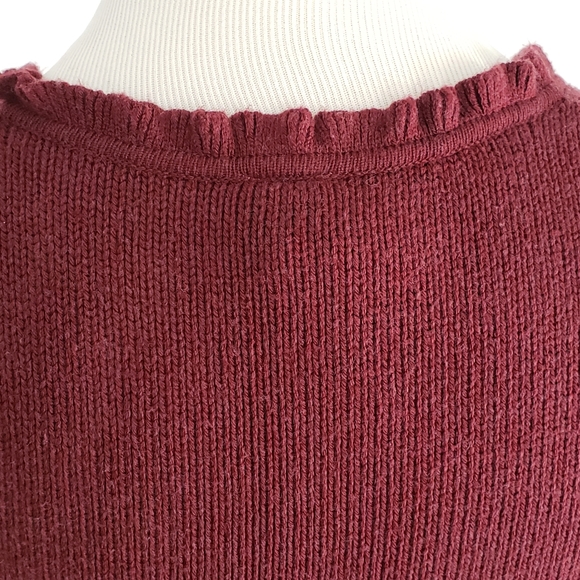 3/$20 | Fossil Sweater Empire Waist Maroon Small - Picture 4 of 7